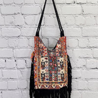 Banjara Fringe Tote (Black) 254