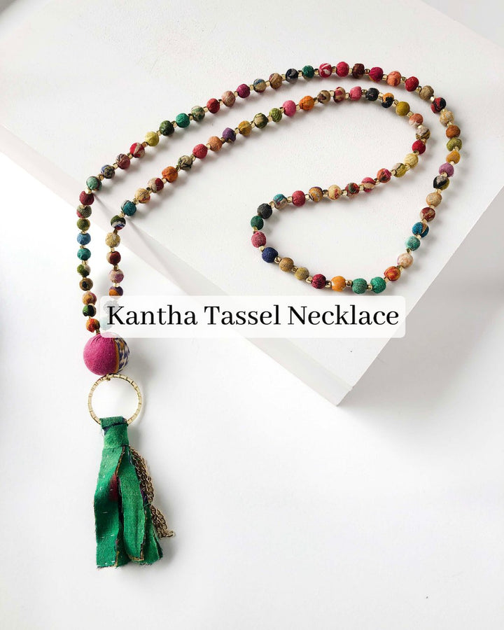 Kantha Tassel Necklace