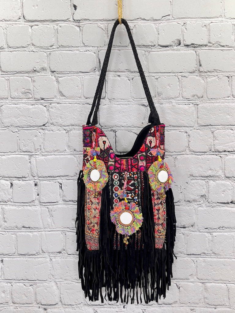 Banjara Fringe Tote (Black) 0255