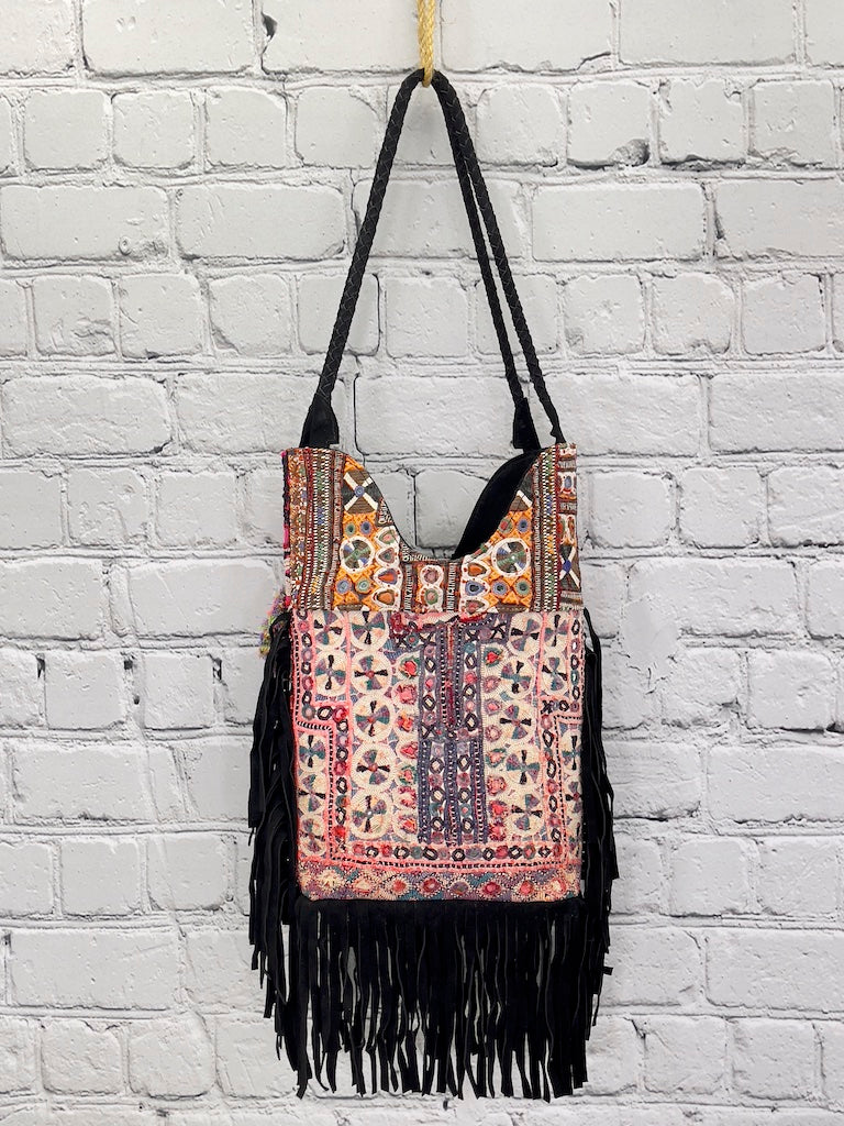 Banjara Fringe Tote (Black) 0255