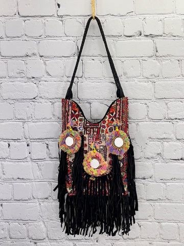 Banjara Fringe Tote (Black) 0256